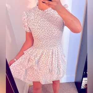 Animal print mini white and sky blue dress